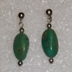 Sterling Green Turquoise Dangle Earrings